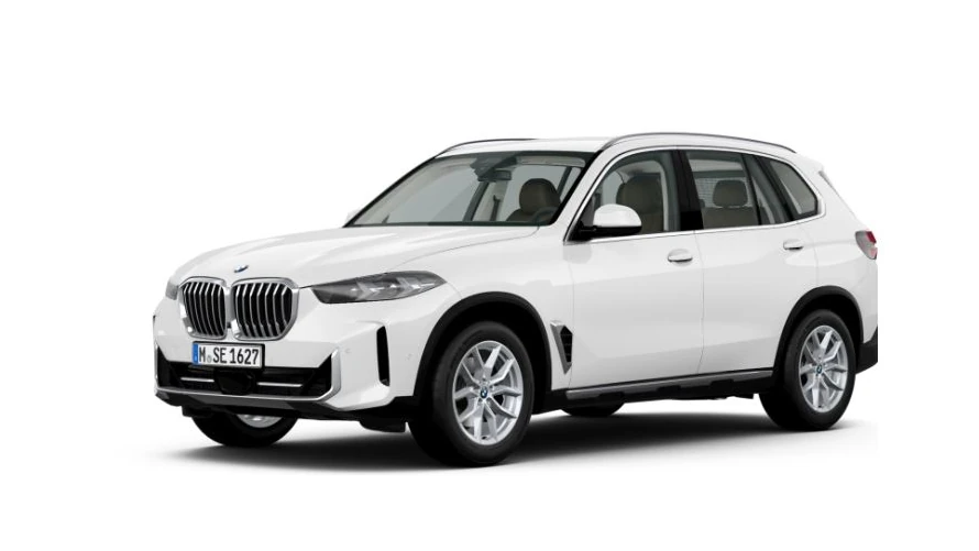 Weißer BMW X5 SUV, seitliche Ansicht auf weißem Hintergrund.